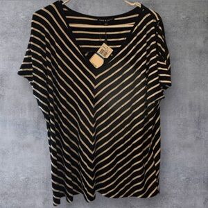 CABLE & GAUGE NEW WOMENS BLACK WHITE SHIRT TOP BLOUSE CASUAL SUMMER OFFICE SZ XL